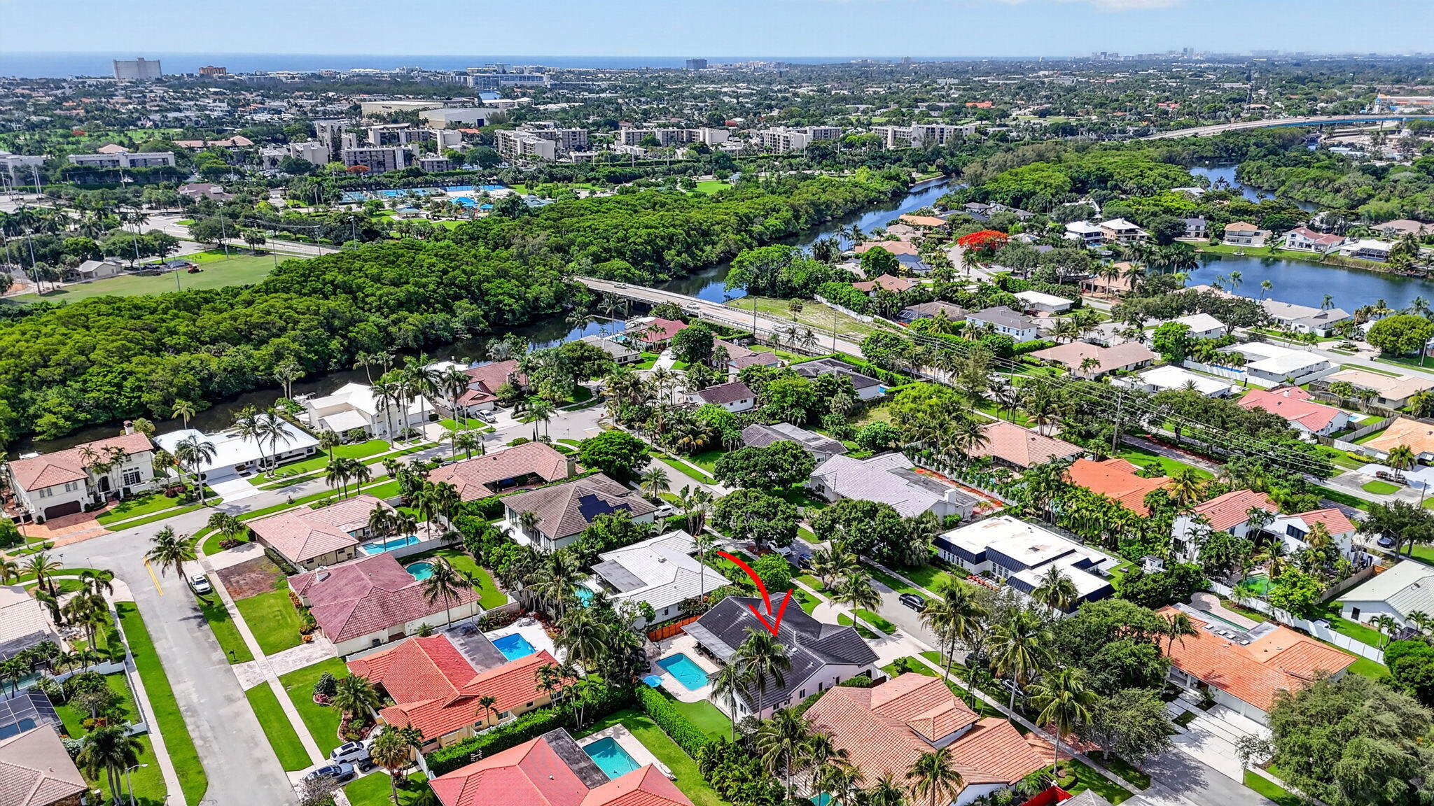 Aerial view toward downtown Boca Raton at 631 SW 17th Street